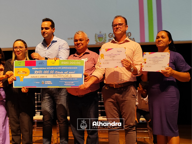 Escola Maria Domingos, em Alhandra, é premiada em R$80 mil e município recebe selo por ser referência em aprendizagem
