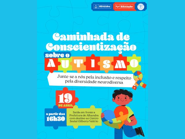 Caminhada de Conscientização sobre o Autismo, em Alhandra, será realizada nesta sexta-feira(19); haverá palestra no encerramento da ação