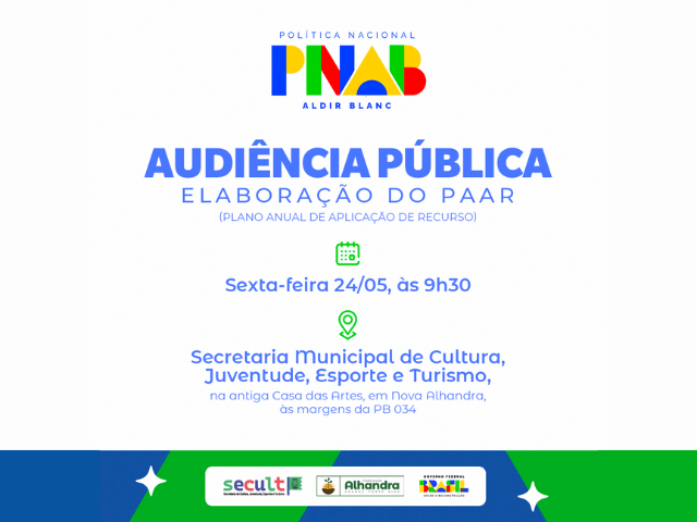 Valorização da Cultura em Alhandra: Chega a Política Nacional Aldir Blanc (PNAB) e audiência pública será realizada nesta sexta-feira, na Secult, para elaboração do PAAR
