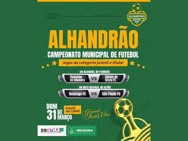 Alhandrão: Domingo tem confronto entre Flamengo de Alhandra e Atletas de Cristo FC, no O Pedrosão; já no O Silvão tem Botafogo FC e São Paulo FC
