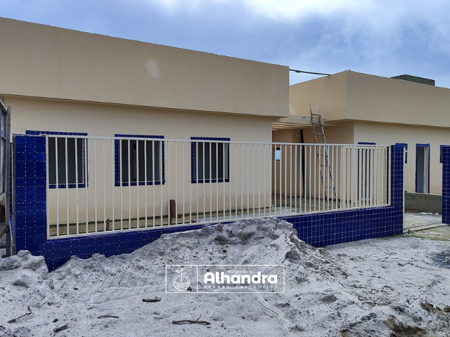 Creche no bairro Belo Jardim, em Alhandra, está em fase final de construção; 87% de sua execução concluída
