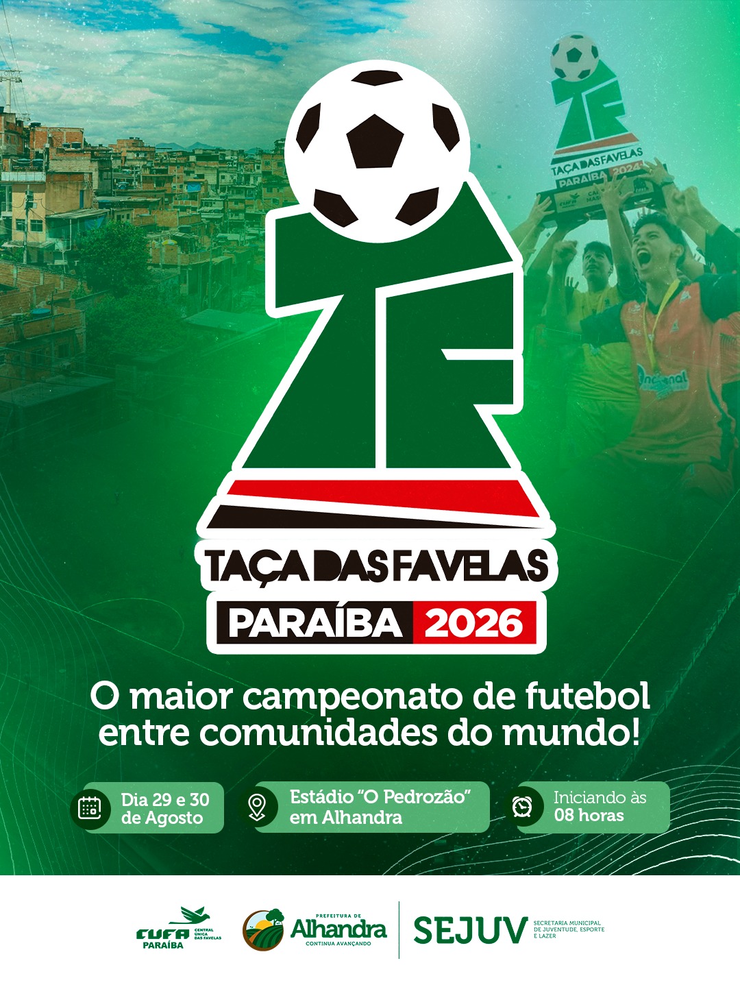 Alhandra recebe etapa da Taça das Favelas Paraíba 2026 nos dias 29 e 30 de agosto
